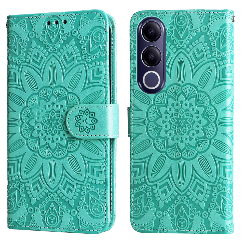 (Green) Phone Cover For Vivo V70 Fe 5G Case Sunflower Imprint Leather Wallet Phone Cover Green 6914290518821