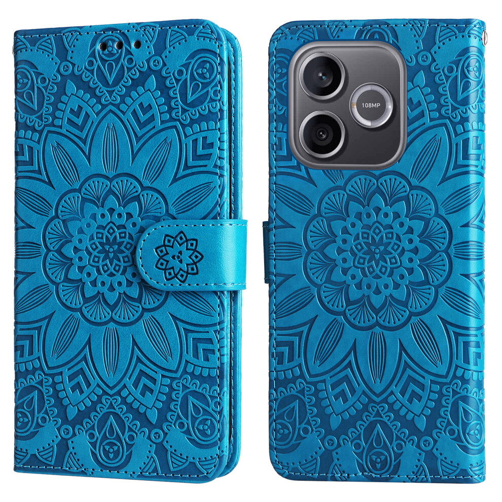 (Blue) Phone Cover For Honor 600 Lite 5G Case Sunflower Imprint Leather Wallet Phone Cover Blue 6914291610920