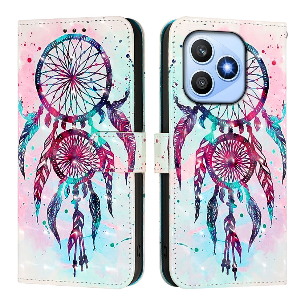 (Colorful Wind Chime) Phone Cover For Honor X8d 4G Leather Case Pattern Printing Wallet Stand Mobile Cover With Strap 6914298730997