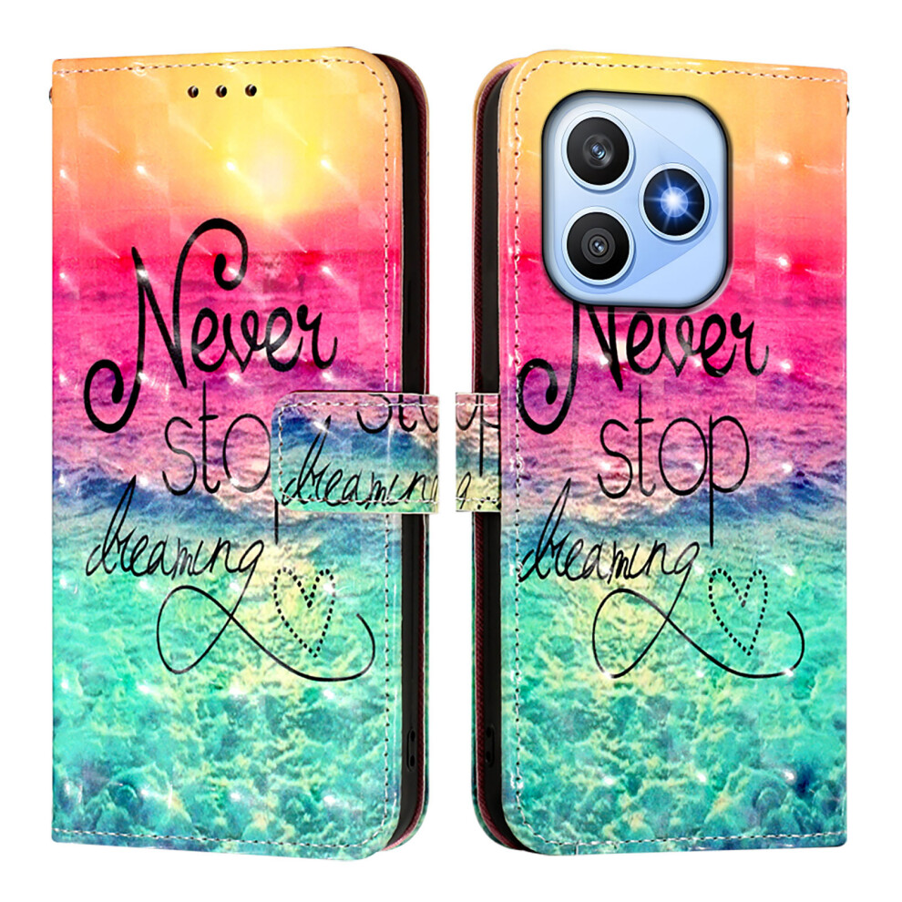 (Never Stop Dreaming) Phone Cover For Honor X8d 4G Leather Case Pattern Printing Wallet Stand Mobile Cover With Strap 6914292584145
