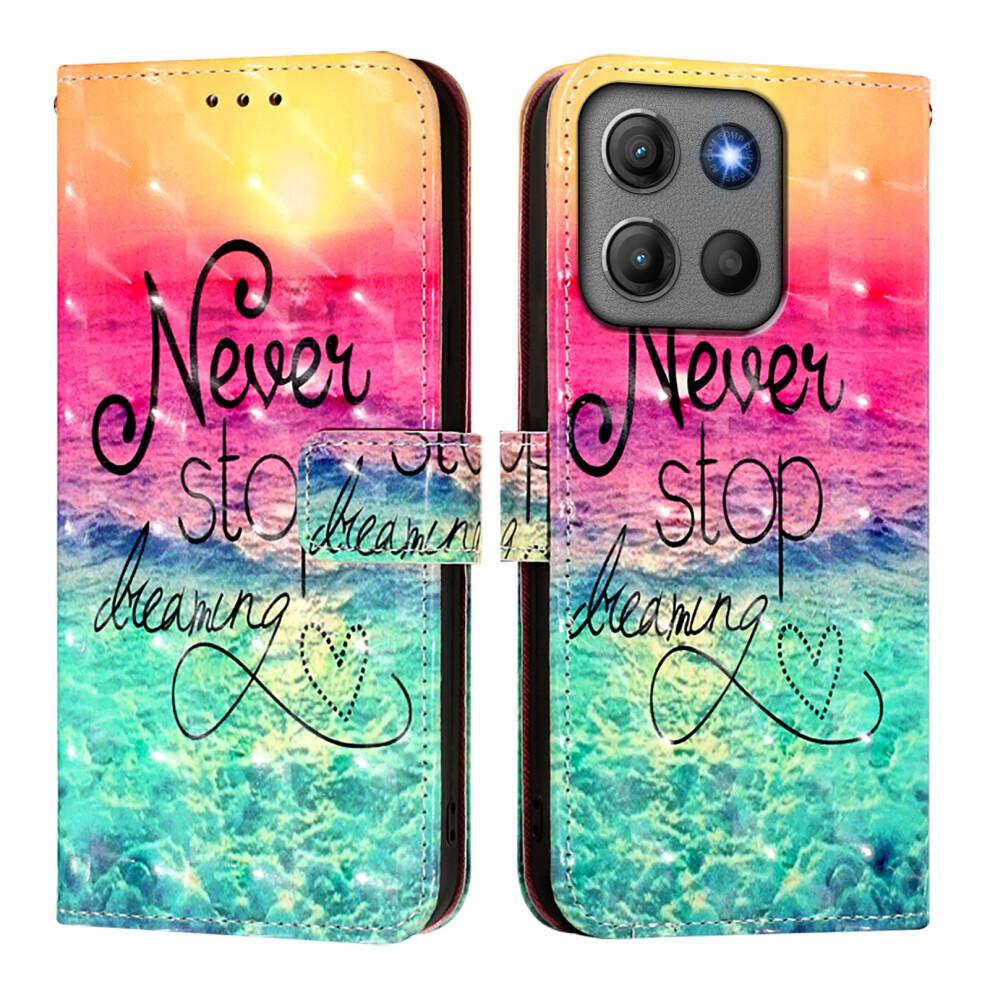 (Never Stop Dreaming) Phone Cover For Motorola Moto G17 Power 4G / G17 4G / G15 4G / G15 Power 4G Leather Case Pattern Pri 6914295344623