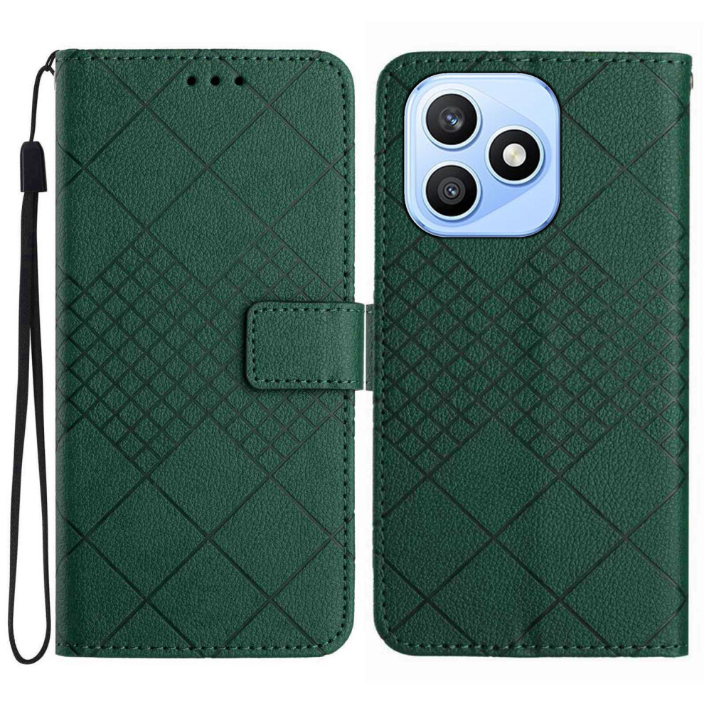 (Green) Phone Cover For Honor X8d 4G Case Wallet Imprint Pu Leather Flip Folio Phone Cover Green 6914293678386