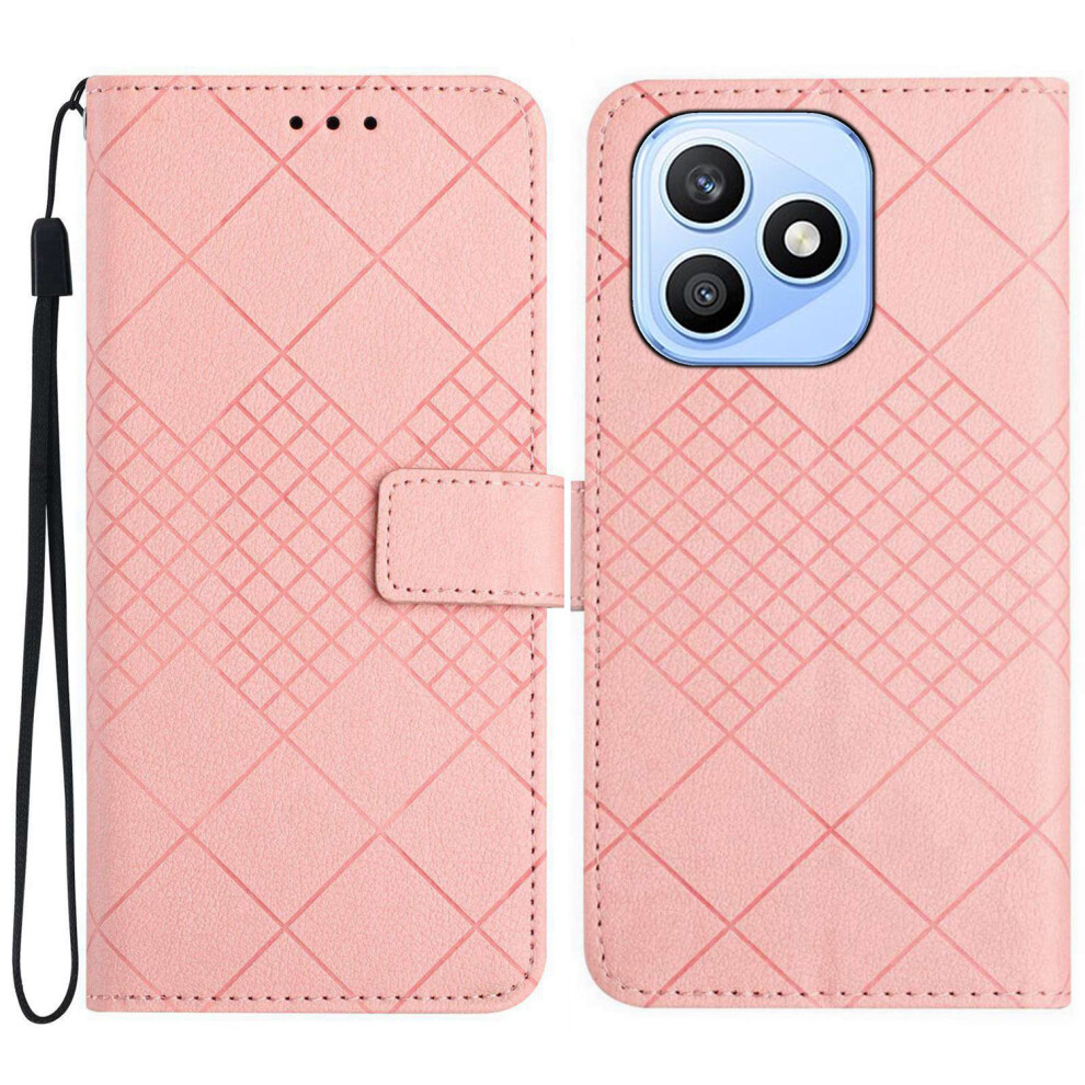 (Pink) Phone Cover For Honor X8d 4G Case Wallet Imprint Pu Leather Flip Folio Phone Cover Pink 6914293966810