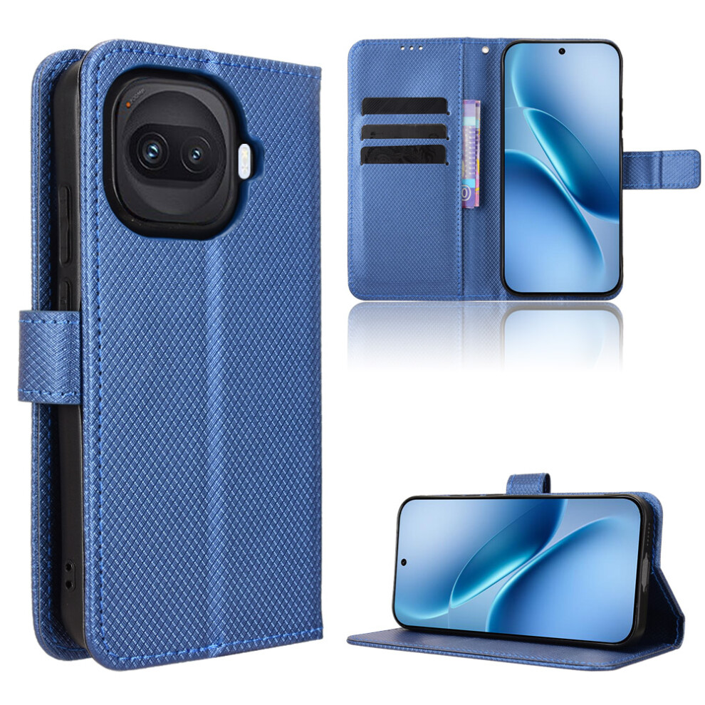 (Blue) Phone Cover For Vivo Iqoo 15R / Vivo Iqoo Z11 Turbo 5G Leather Wallet Case With Strap Diamond Textur Blue 6914299184898