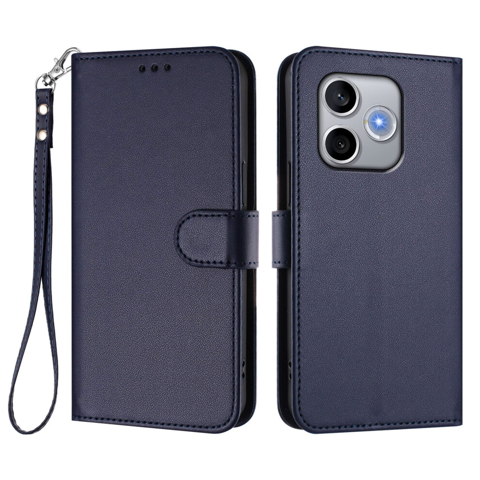 (Blue) Phone Cover For Honor 600 Lite 5G Leather Case Wallet Stand Phone Cover With Wrist Strap Blue 6914291444235
