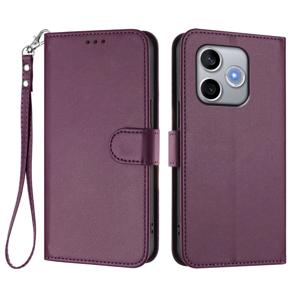 (Purple) Phone Cover For Honor 600 Lite 5G Leather Case Wallet Stand Phone Cover With Wrist Strap Purple 6914298089446