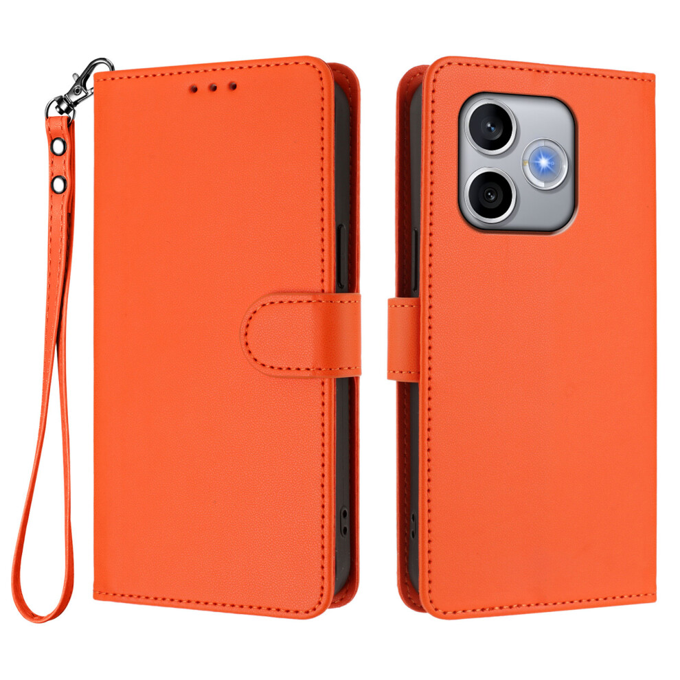 (Orange) Phone Cover For Honor 600 Lite 5G Leather Case Wallet Stand Phone Cover With Wrist Strap Orange 6914297408989