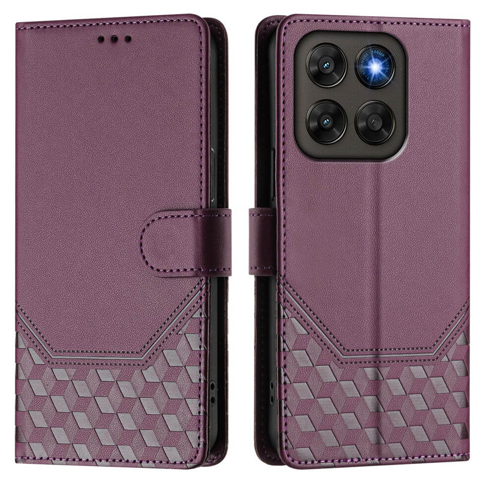 (Dark ) Phone Cover For Motorola Moto G77 5G / Motorola Moto G67 5G Case Imprinted Honeycomb Rfid Blocking L Purple 6914295581967