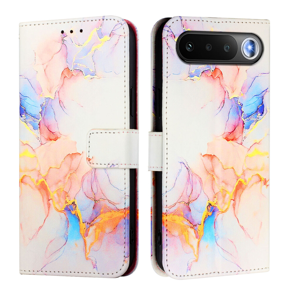 (Milky Way Marble Ls004) Phone Cover For Realme 16 5G Case With Strap Marble Pattern Leather Phone Cover Card Holder White 6914291704001
