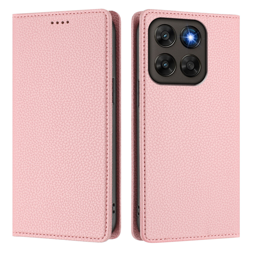 (Pink) Phone Cover For Motorola Moto G77 5G / Motorola Moto G67 5G Wallet Case Rfid Blocking Litchi Texture Pink 6914299136996
