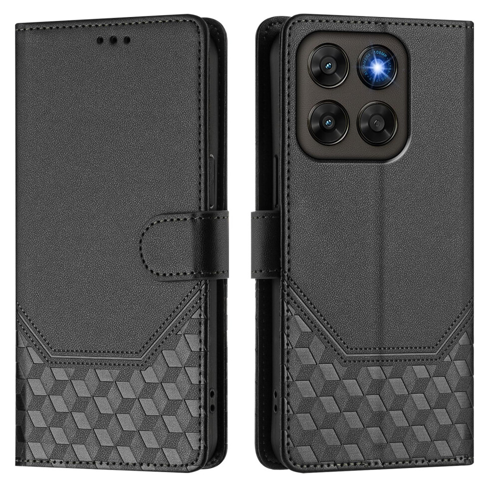 (Black) Phone Cover For Motorola Moto G77 5G / Motorola Moto G67 5G Case Imprinted Honeycomb Rfid Blocking L Black 6914299154495