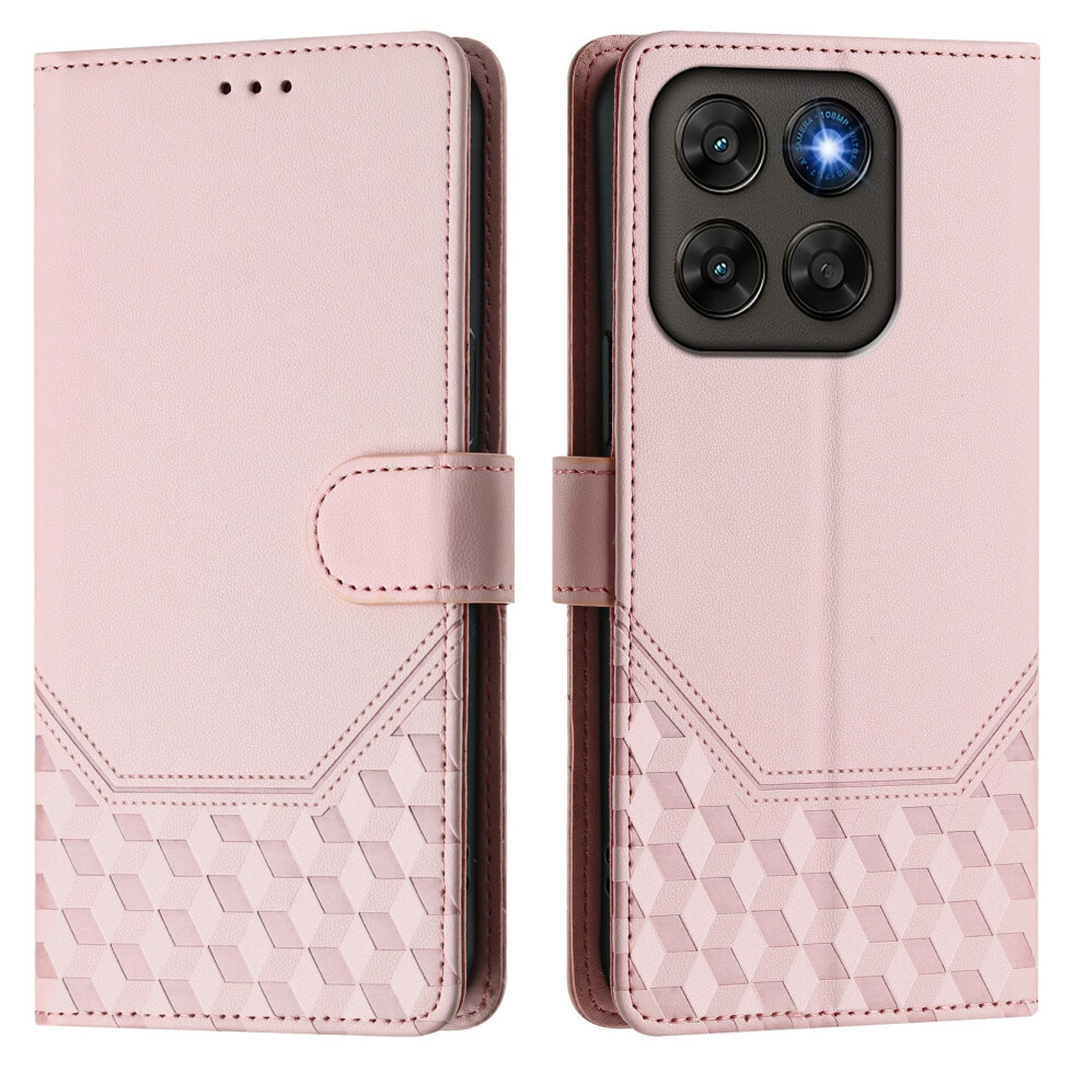 (Pink) Phone Cover For Motorola Moto G77 5G / Motorola Moto G67 5G Case Imprinted Honeycomb Rfid Blocking L Pink 6914293945761
