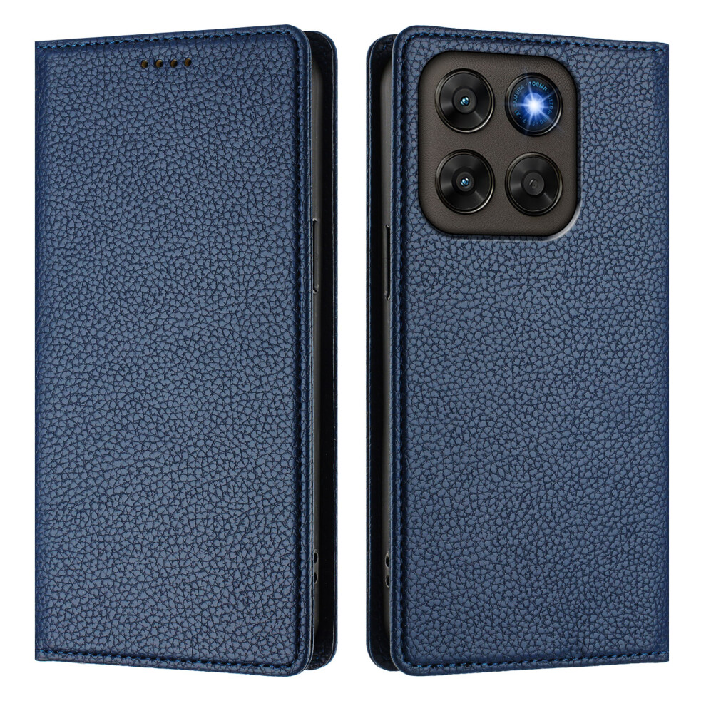 (Dark ) Phone Cover For Motorola Moto G77 5G / Motorola Moto G67 5G Wallet Case Rfid Blocking Litchi Texture Blue 6914296322927