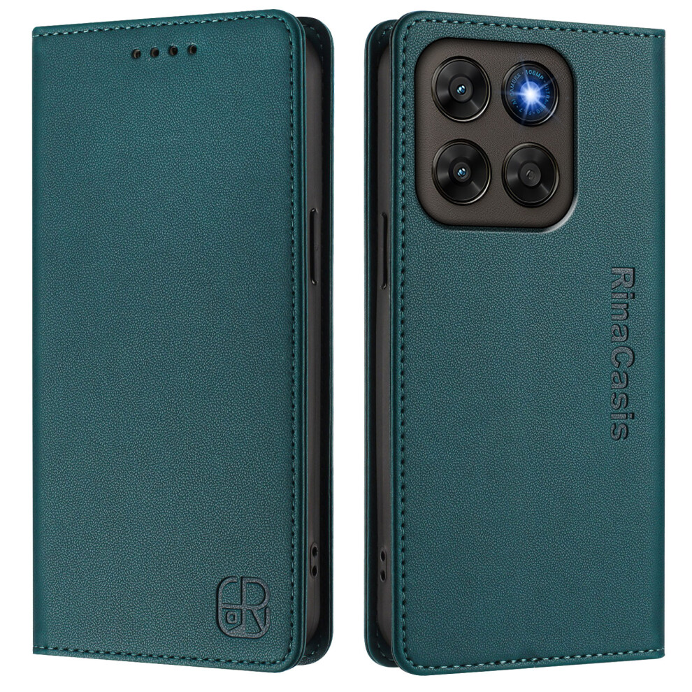 (Dark ) Phone Cover For Motorola Moto G77 5G / Motorola Moto G67 5G Rinacasis Rc01 Leather Case Phone Cover Green 6914294647862