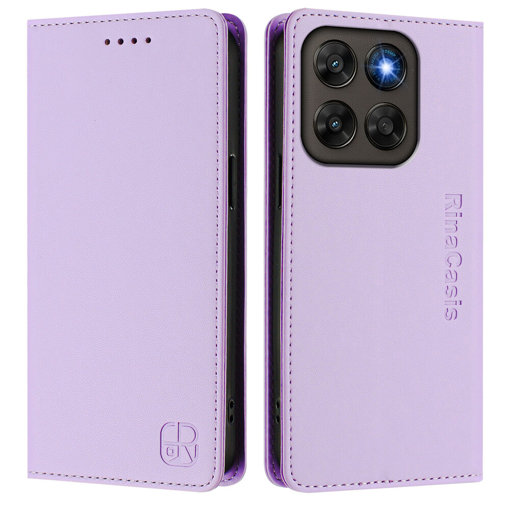 (Light ) Phone Cover For Motorola Moto G77 5G / Motorola Moto G67 5G Rinacasis Rc01 Leather Case Phone Cover Purple 6914294087477