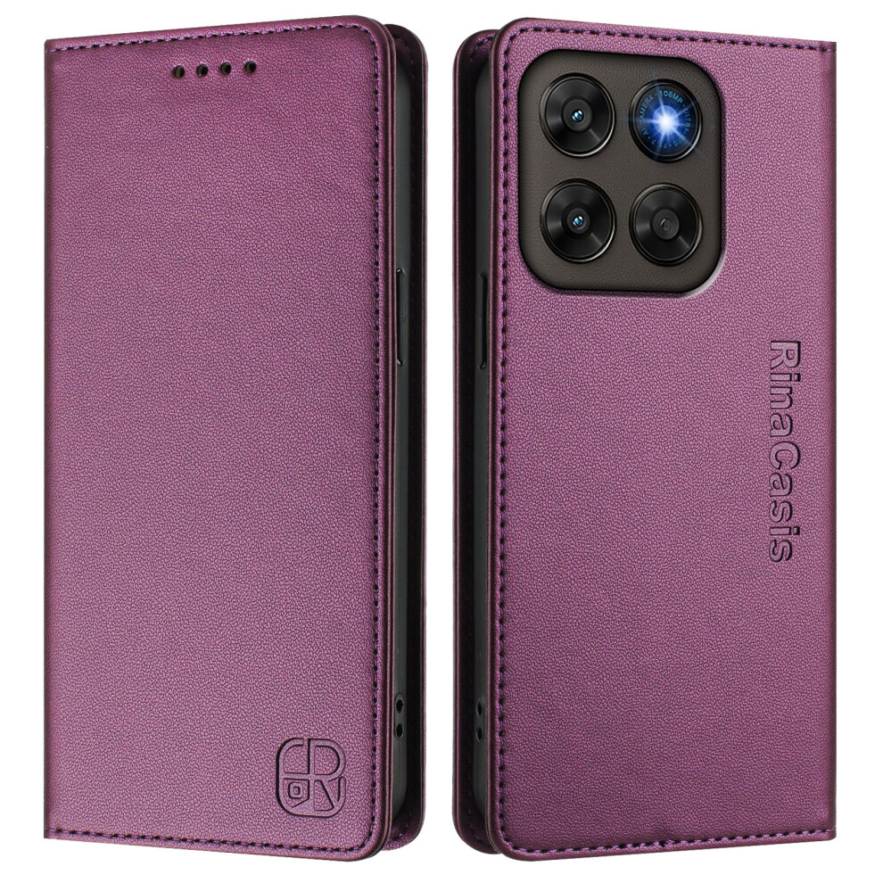 (Violet) Phone Cover For Motorola Moto G77 5G / Motorola Moto G67 5G Rinacasis Rc01 Leather Case Phone Cover 6914299627364