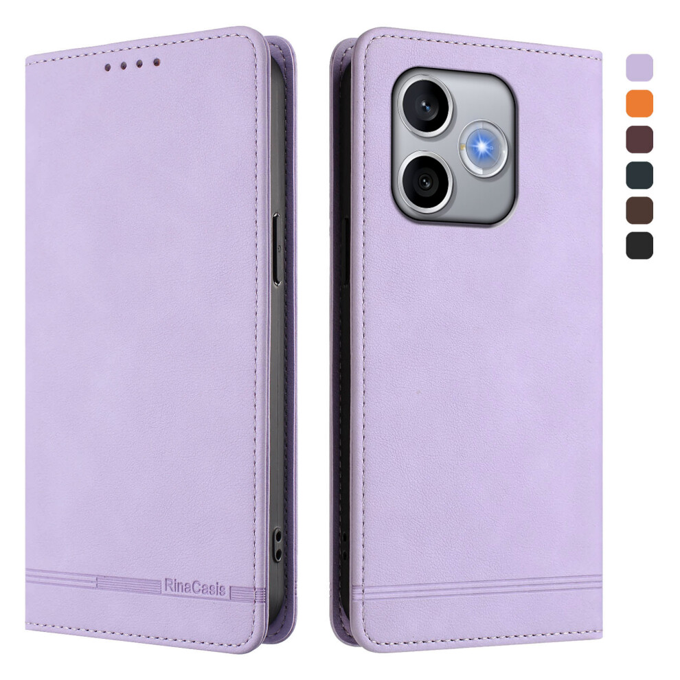 (Light ) Phone Cover For Honor 600 Lite 5G Case Rinacasis Rc23 Rfid Blocking Wallet Stand Pu Leather Phone Co Purple 6914297468556