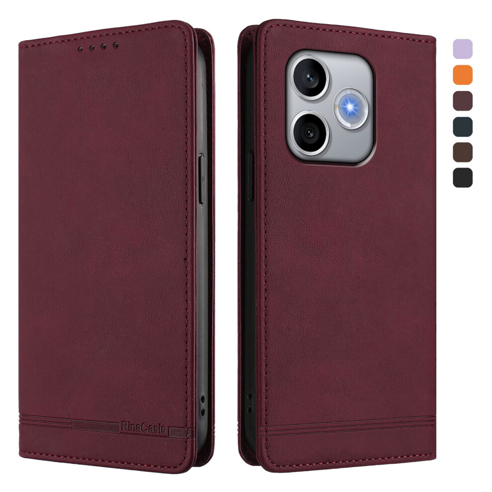 (Wine ) Phone Cover For Honor 600 Lite 5G Case Rinacasis Rc23 Rfid Blocking Wallet Stand Pu Leather Phone Co Red 6914299667148