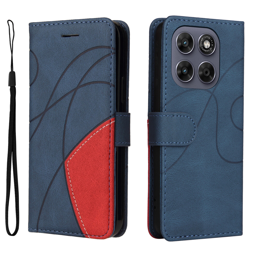 (Blue) Phone Cover For Motorola Moto G67 5G / Motorola Moto G77 5G Leather Phone Case Stand Wallet With Bi- Blue 6914294077416