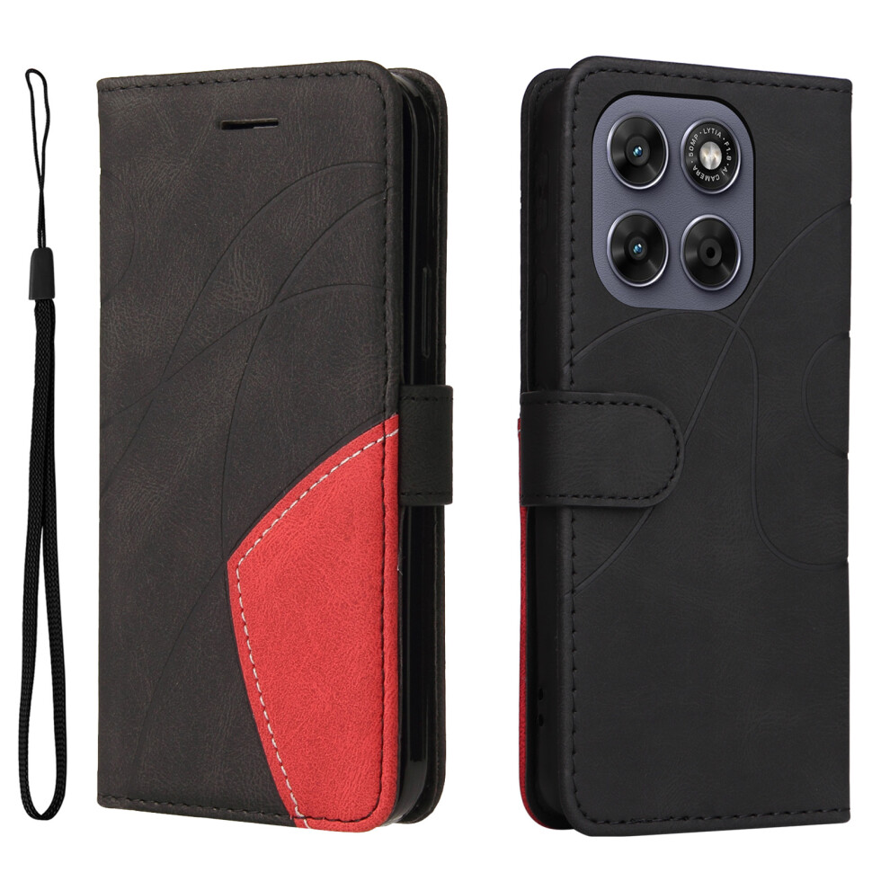(Black) Phone Cover For Motorola Moto G67 5G / Motorola Moto G77 5G Leather Phone Case Stand Wallet With Bi- Black 6914298614907