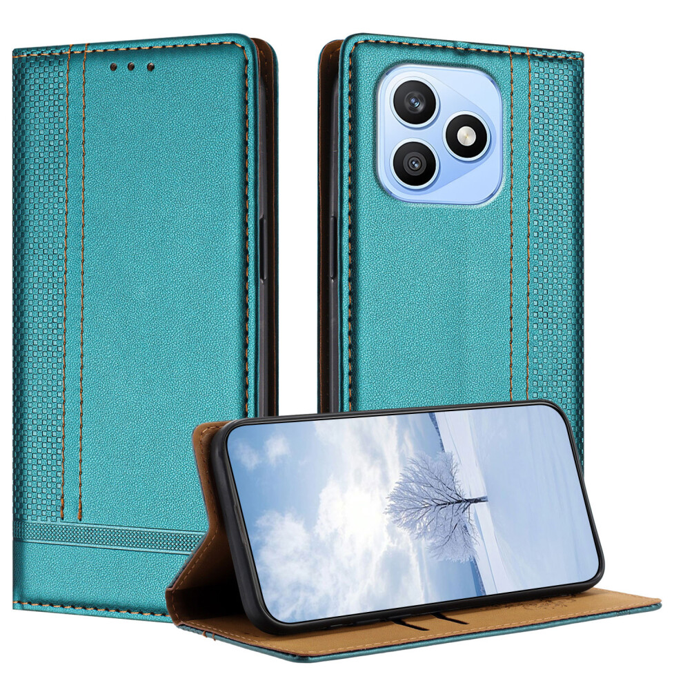 (Green) Phone Cover For Honor X8d 4G Case L-Shaped Grid Pattern Leather Stand Phone Cover With Card Slots Green 6914294448100