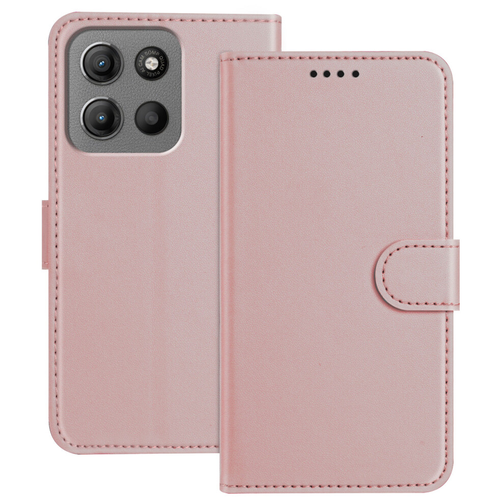 (Rose ) Phone Cover For Motorola Moto G17 Power 4G / G17 4G / G15 4G / G15 Power 4G Leather Case Wallet Stan Gold 6914291069070