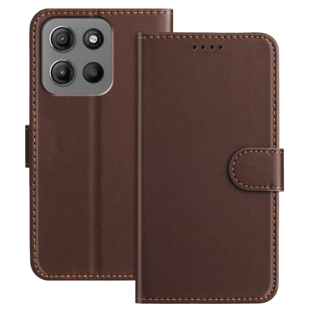 (Brown) Phone Cover For Motorola Moto G17 Power 4G / G17 4G / G15 4G / G15 Power 4G Leather Case Wallet Stan Brown 6914296118216