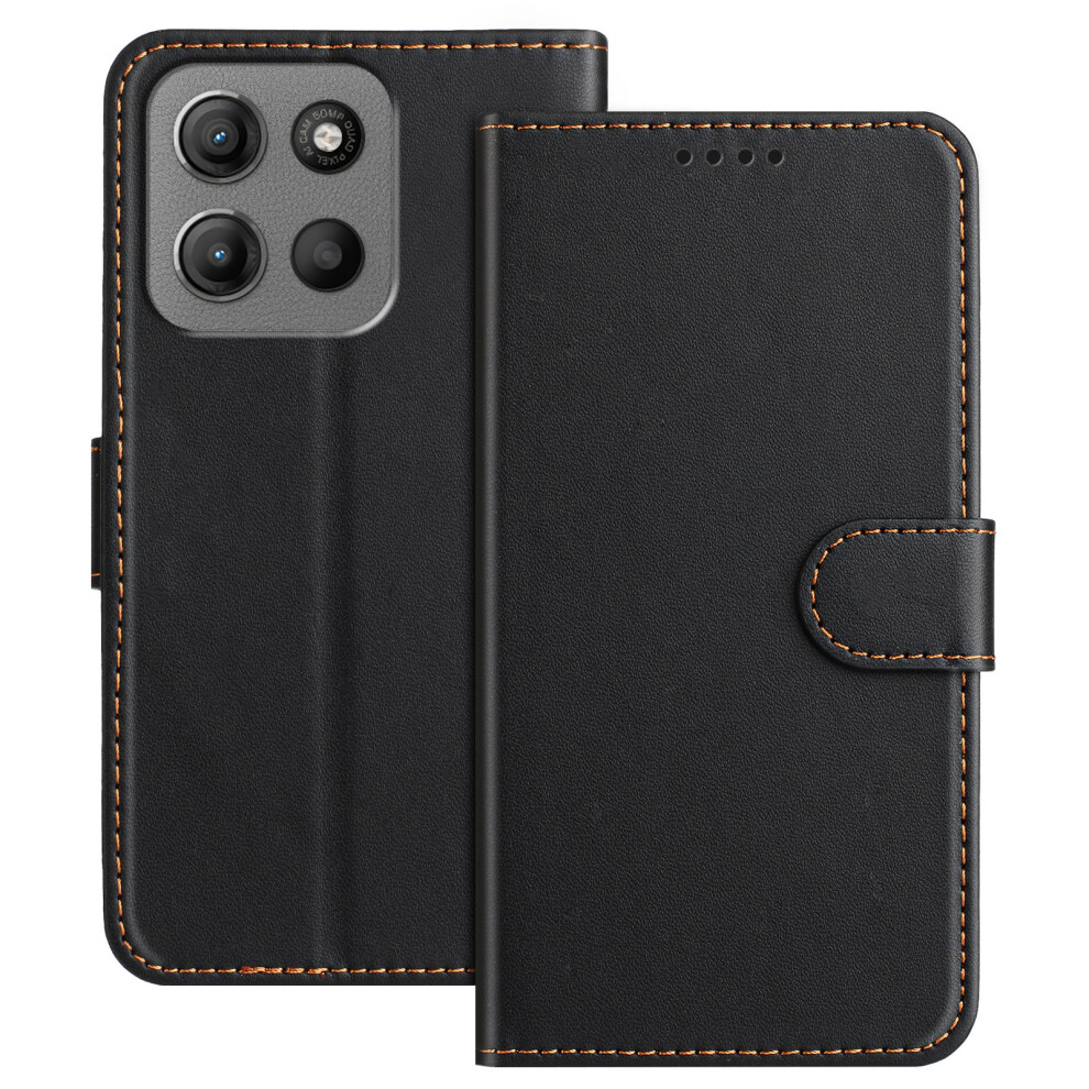 (Black) Phone Cover For Motorola Moto G17 Power 4G / G17 4G / G15 4G / G15 Power 4G Leather Case Wallet Stan Black 6914290750894