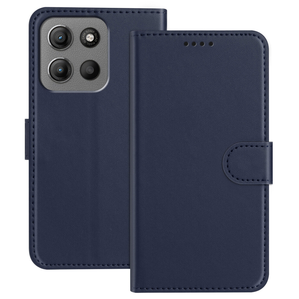 (Blue) Phone Cover For Motorola Moto G17 Power 4G / G17 4G / G15 4G / G15 Power 4G Leather Case Wallet Stan Blue 6914290422210