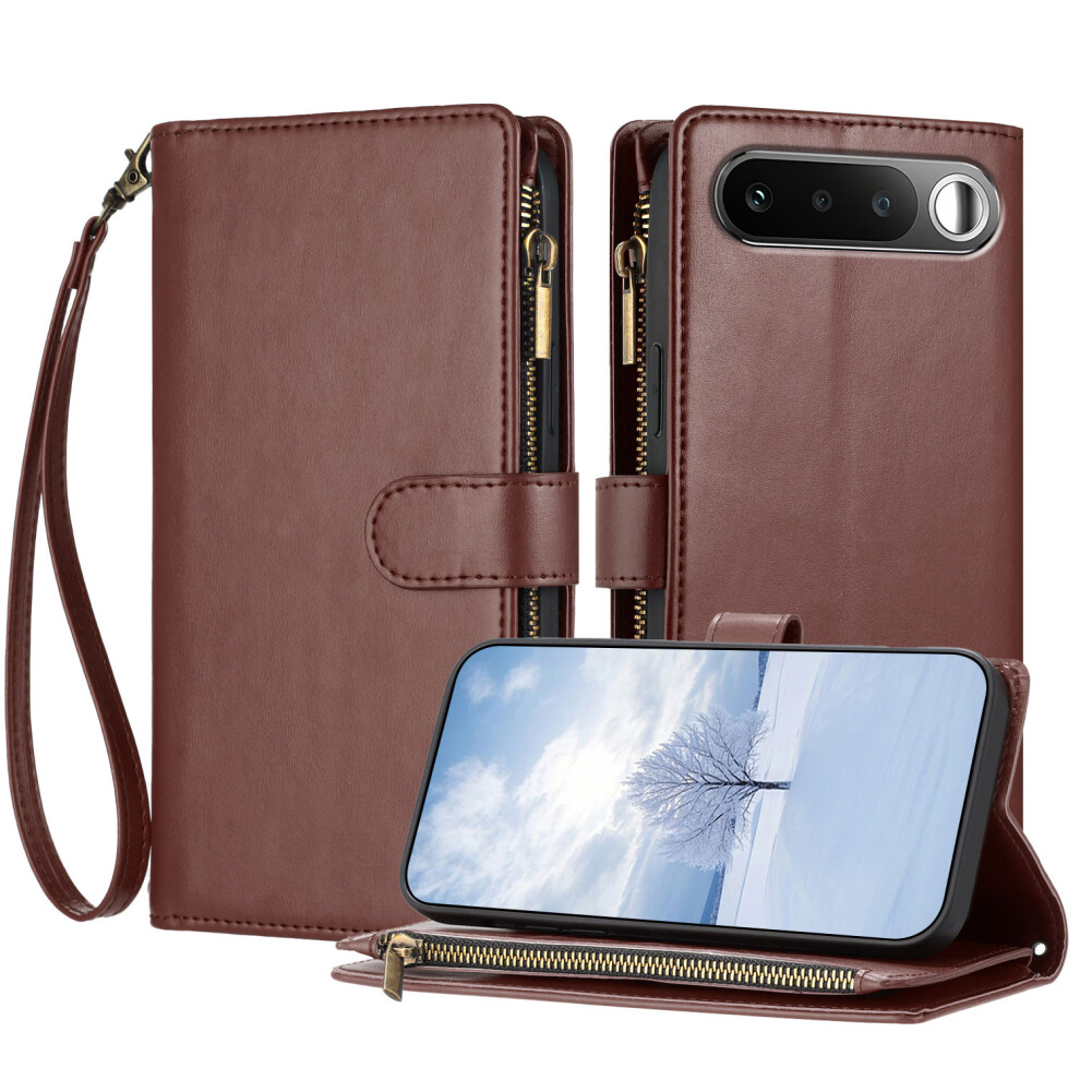 (Brown) Phone Cover For Realme 16 5G Leather Case Zipper Wallet Stand Shockproof Phone Cover With Wrist Stra Brown 6914296044010