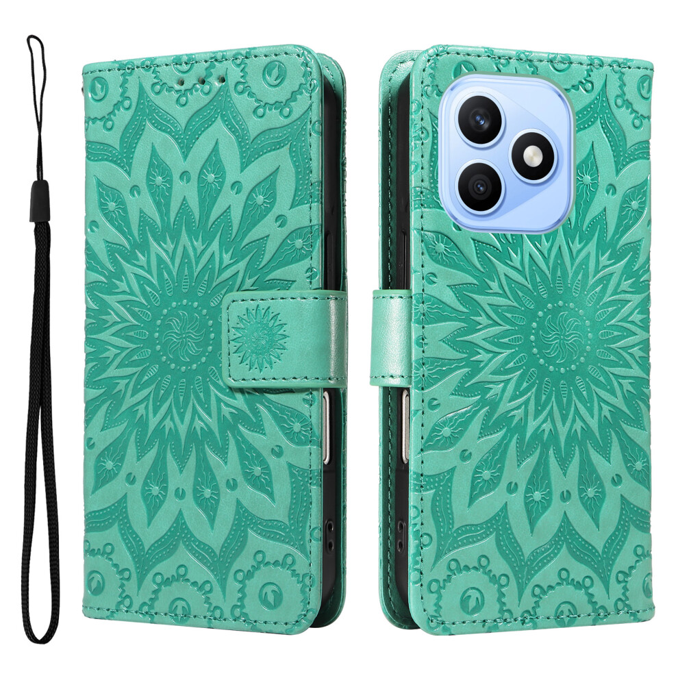 (Green) Phone Cover For Honor X8d 4G Leather Wallet Case Sunflower Imprinted Phone Cover Green 6914292366529