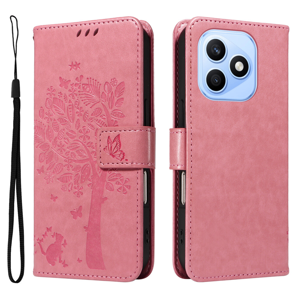 (Pink) Phone Cover For Honor X8d 4G Phone Case With Stand Cat Tree Pattern Leather Wallet Mobile Cover Pink 6914290574940