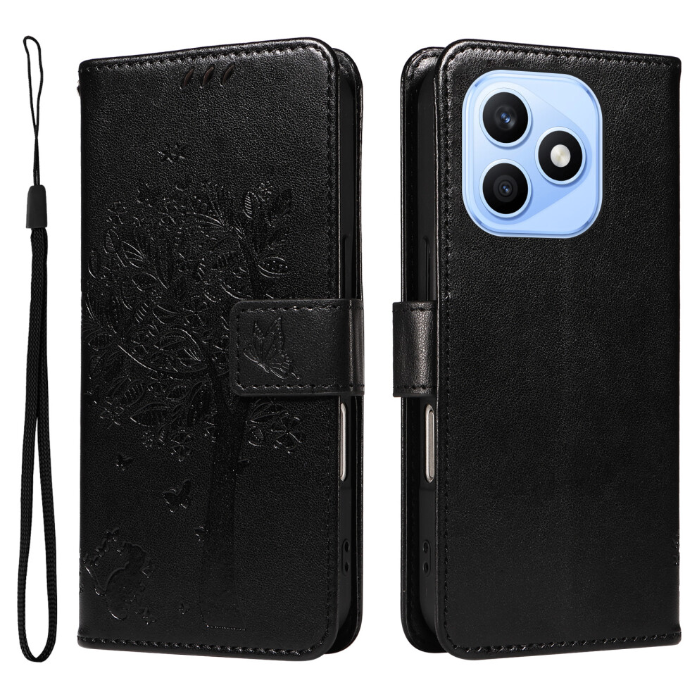 (Black) Phone Cover For Honor X8d 4G Phone Case With Stand Cat Tree Pattern Leather Wallet Mobile Cover Black 6914297202396