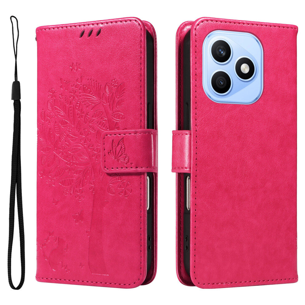 (Rose) Phone Cover For Honor X8d 4G Phone Case With Stand Cat Tree Pattern Leather Wallet Mobile Cover 6914292526176