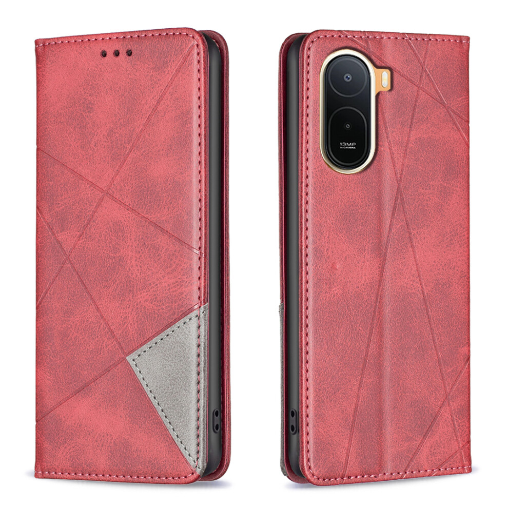 (Red) Phone Cover For Xiaomi Mi A7 Pro 4G (171.56Mm) Case Card Slots Geometry Imprint Leather Phone Cov Red 6914293555007