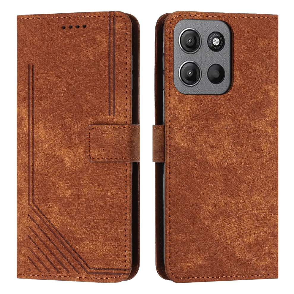 (Brown) Phone Cover For Motorola Moto G17 Power 4G / G17 4G / G15 4G / G15 Power 4G Stand Case Imprinted Lin Brown 6914290028245