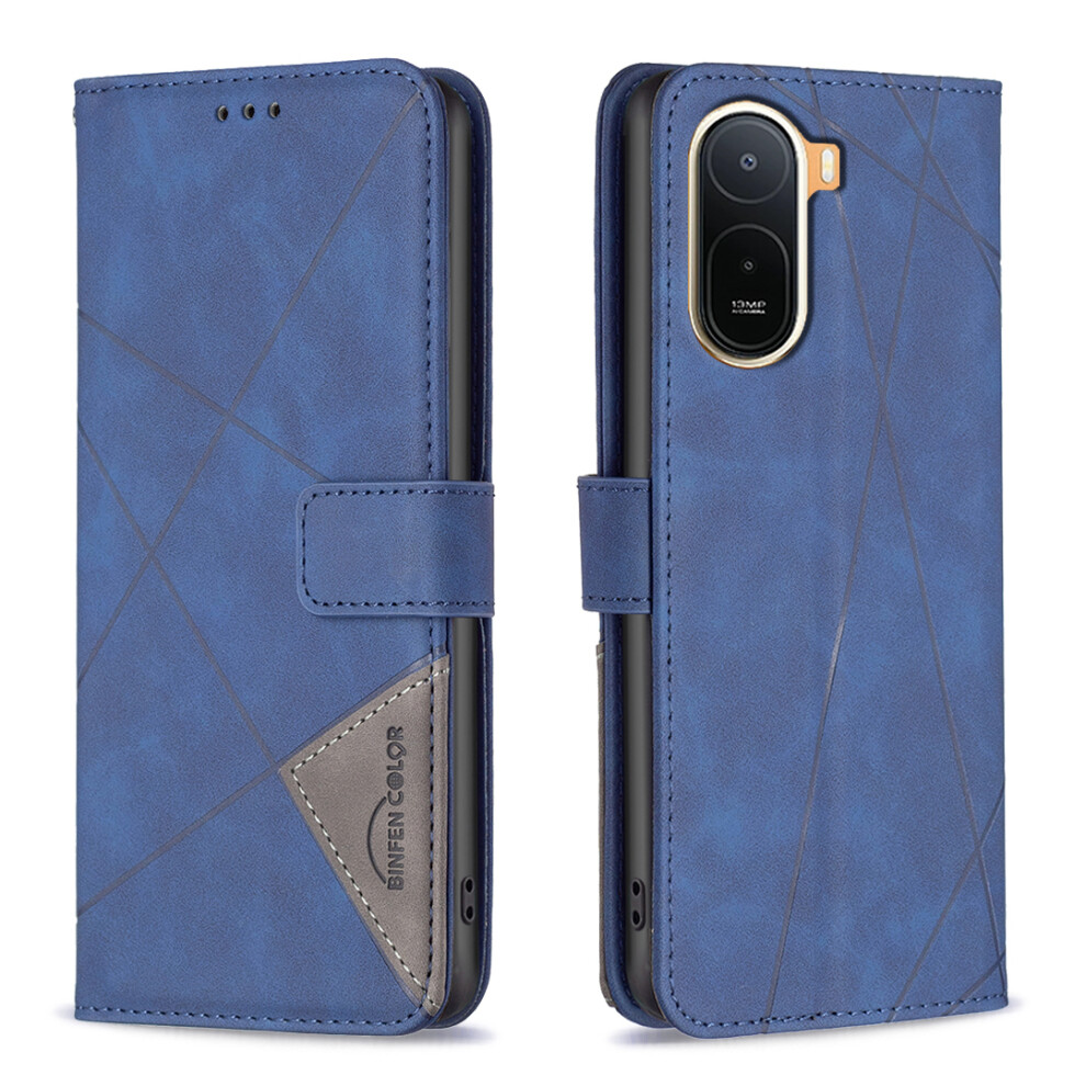 (Blue) Phone Cover For Xiaomi Redmi A7 Pro 4G (171.56Mm) Phone Case Wallet Stand Geometry Imprinted Leather Blue 6914295348218