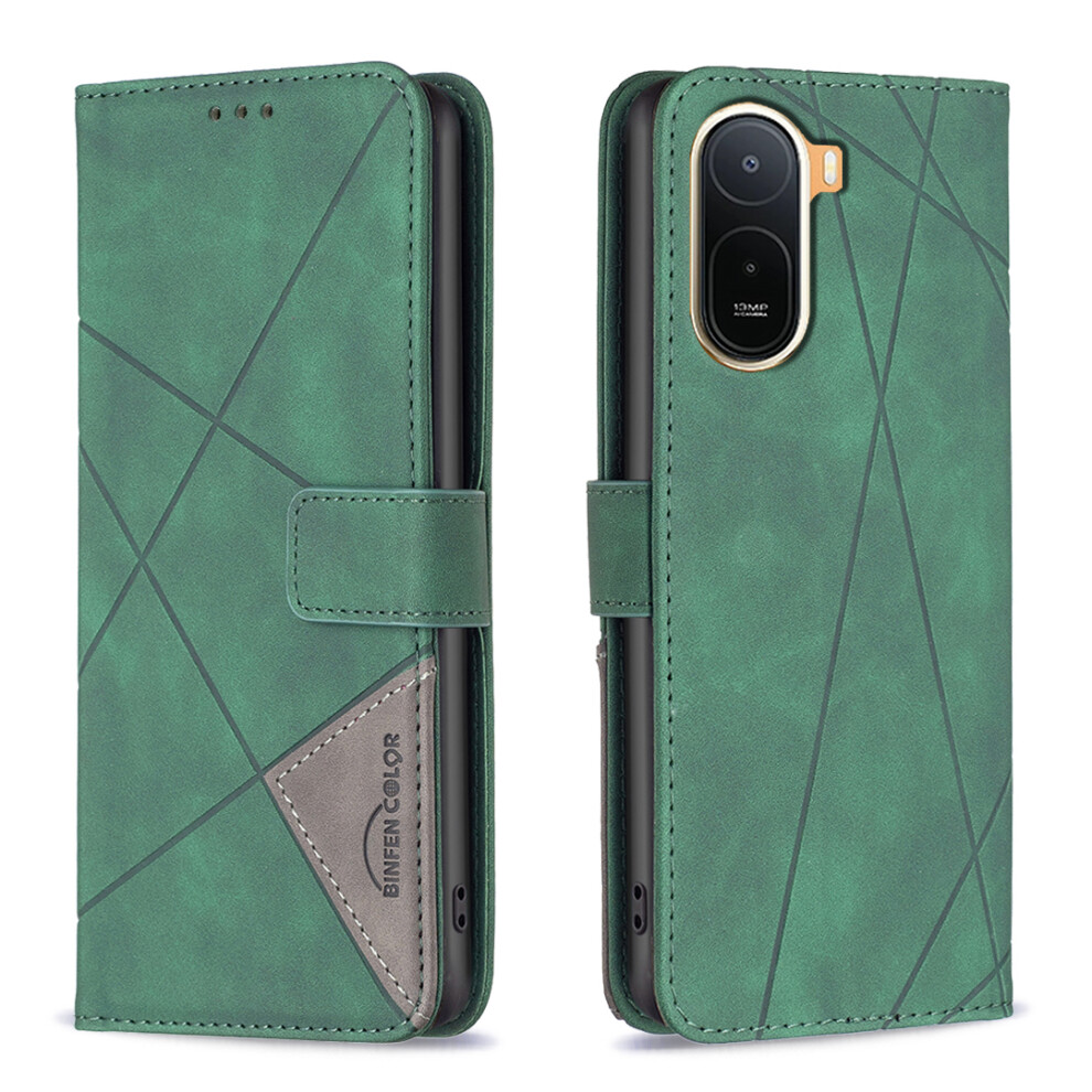 (Green) Phone Cover For Xiaomi Redmi A7 Pro 4G (171.56Mm) Phone Case Wallet Stand Geometry Imprinted Leather Green 6914294601789