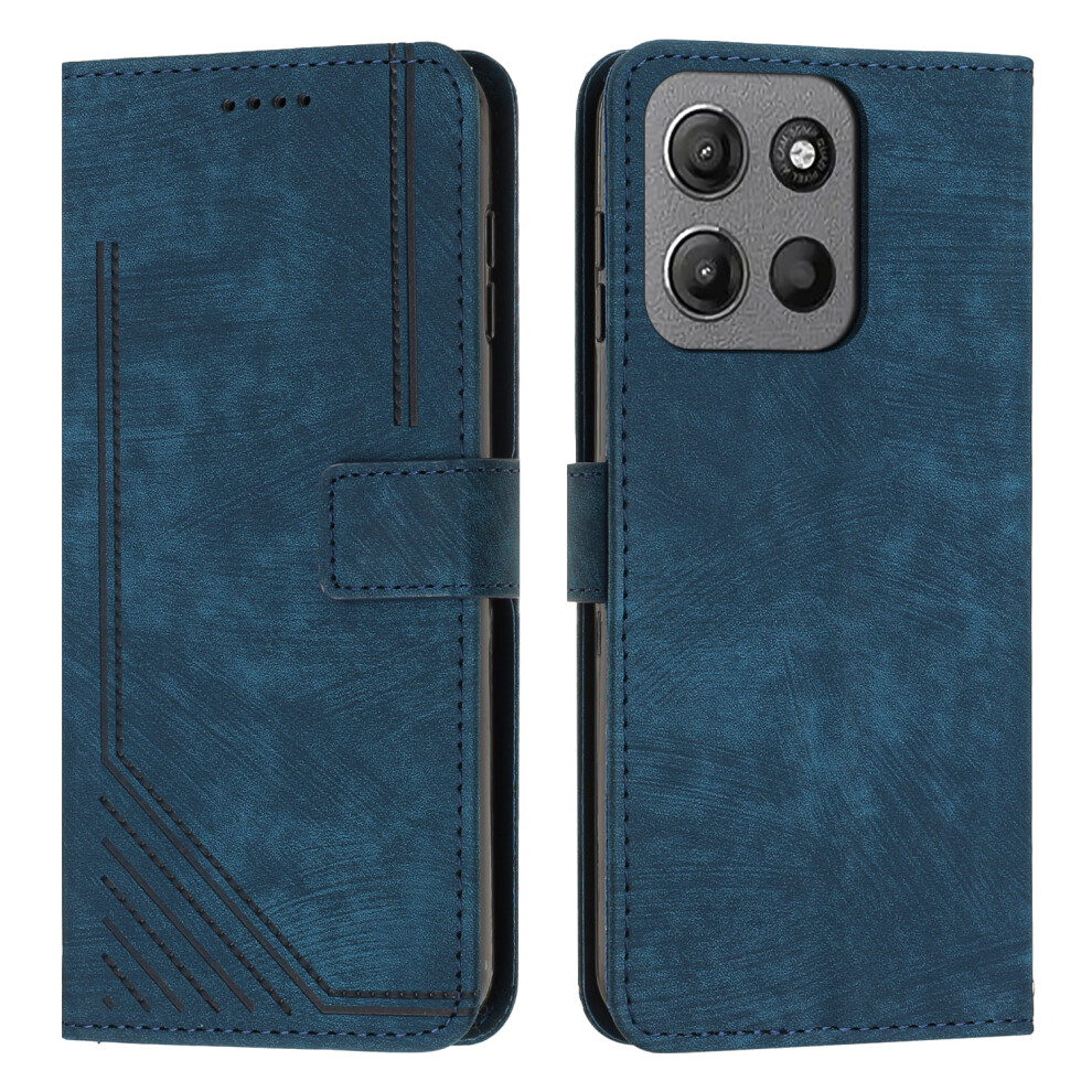 (Sapphire) Phone Cover For Motorola Moto G17 Power 4G / G17 4G / G15 4G / G15 Power 4G Stand Case Imprinted Lin Blue 6914295125178
