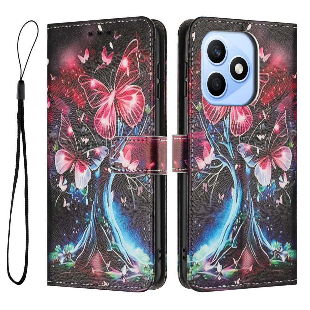 (Butterfly Tree) Phone Cover For Honor X8d 4G Wallet Case Pattern Printing Pu Leather Phone Cover With Lanyard 6914298496671