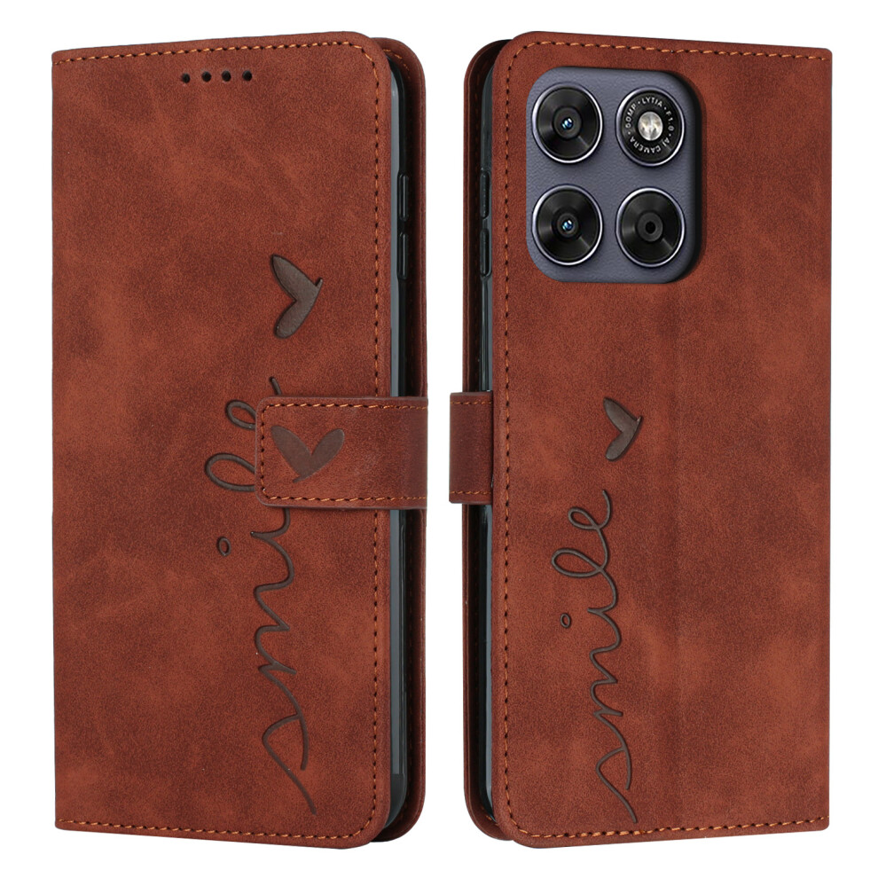 (Brown) Phone Cover For Motorola Moto G77 5G / Motorola Moto G67 5G Stand Case Pu Leather Phone Cover Imprin Brown 6914295578974