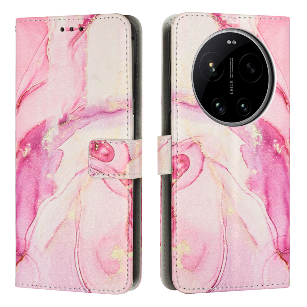 (Rose ) Phone Cover For Xiaomi 17 Ultra 5G Stand Case Marble Pattern Pu Leather Wallet Phone Cover Gold 6914297648392