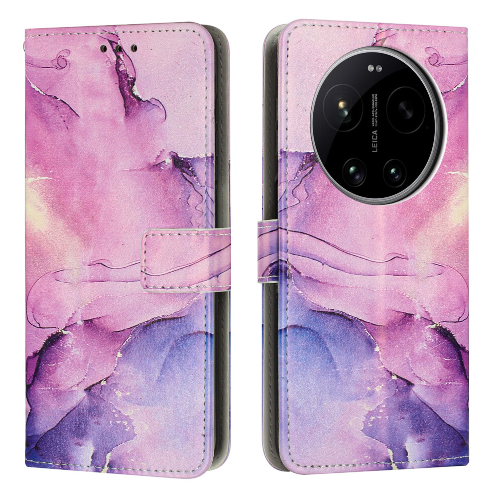 (Purple) Phone Cover For Xiaomi 17 Ultra 5G Stand Case Marble Pattern Pu Leather Wallet Phone Cover Purple 6914293597380