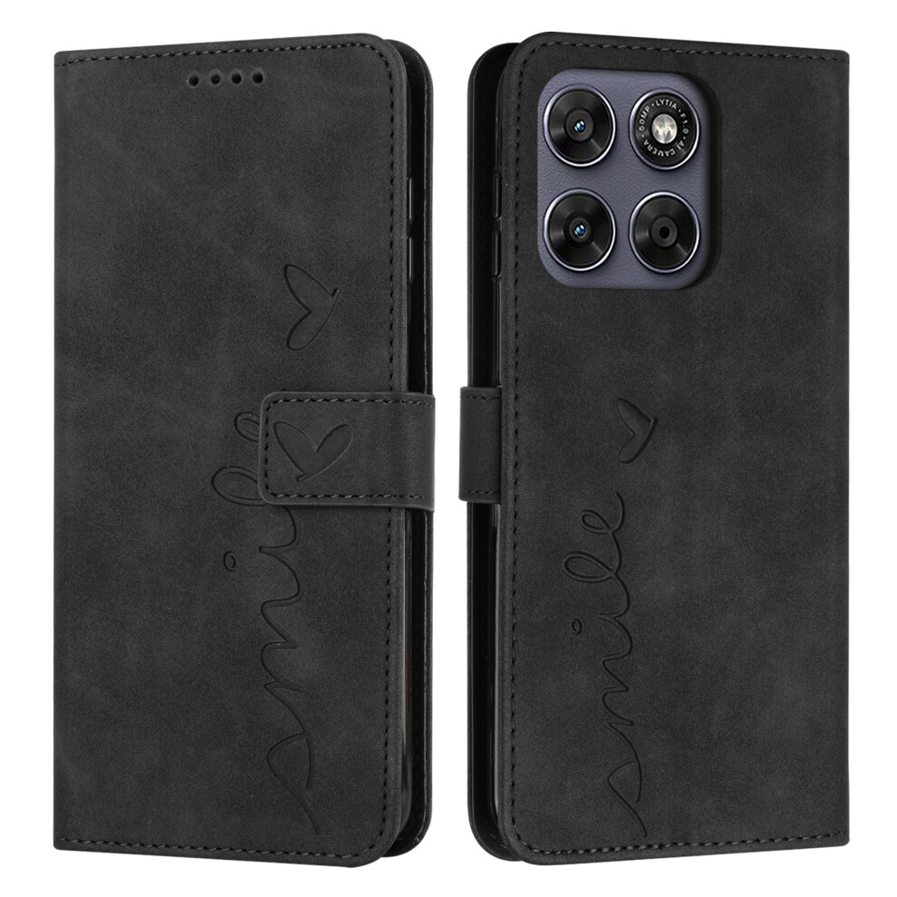 (Black) Phone Cover For Motorola Moto G77 5G / Motorola Moto G67 5G Stand Case Pu Leather Phone Cover Imprin Black 6914298428511