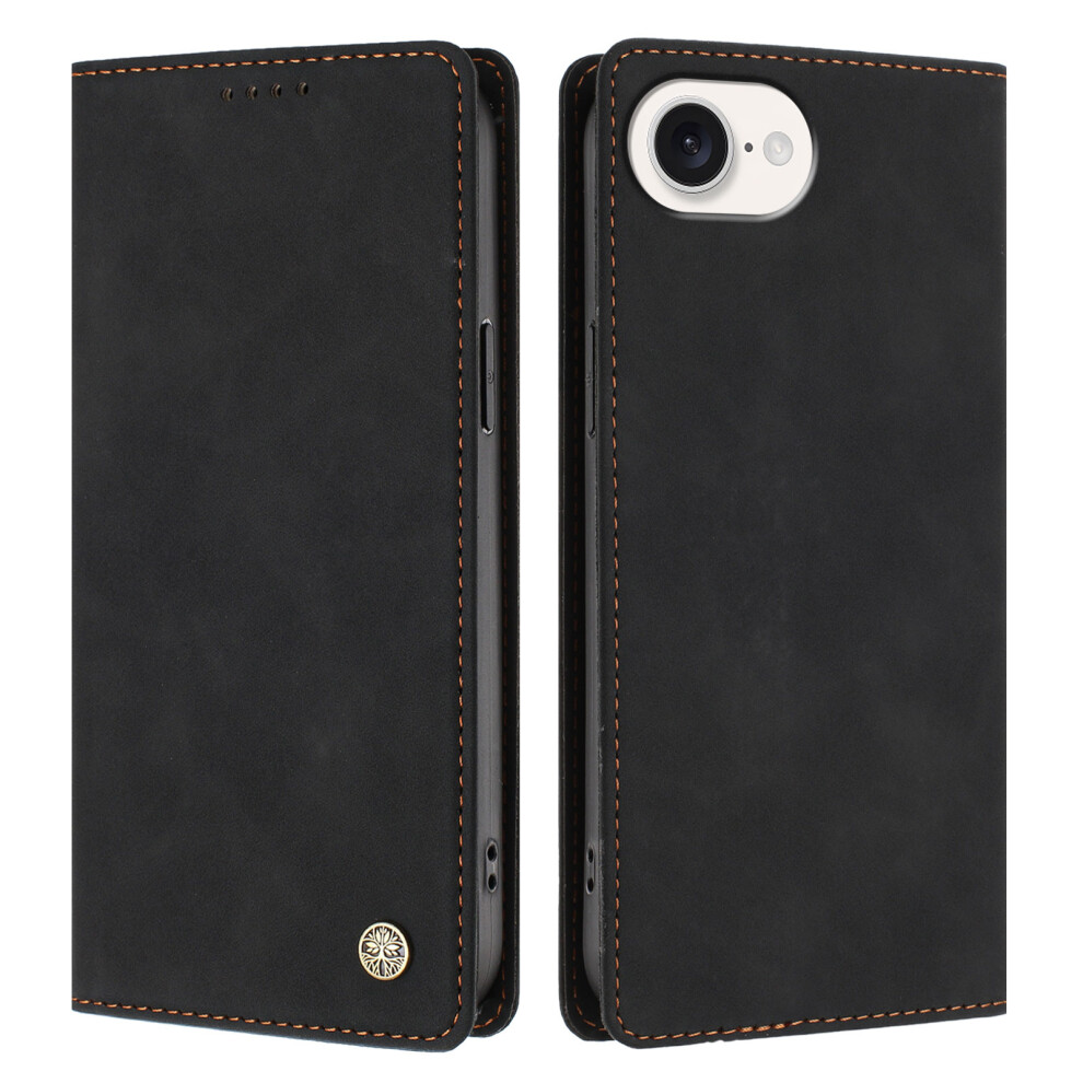(Black) Phone Cover For Iphone 16E / Iphone 17E Case Hx Rfid Blocking Wallet Stand Leather Flip Phone Cover Black 6914297845395