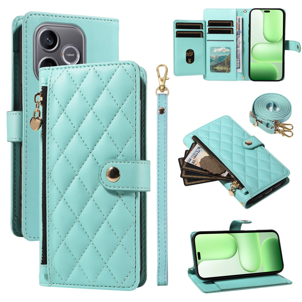 (Green) Phone Cover For Honor 600 Lite 5G Wallet Case Rhombus Leather Phone Cover With Strap Green 6914291912635