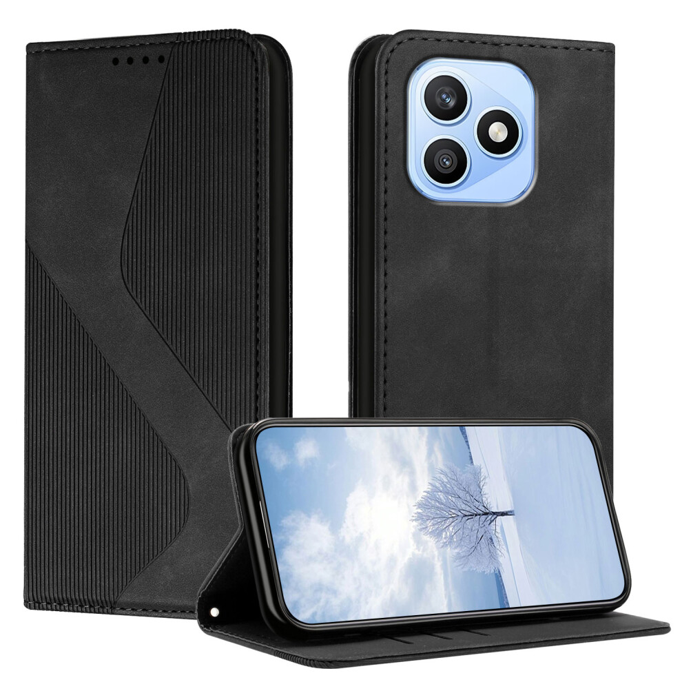 (Black) Phone Cover For Honor X8d 4G Phone Cover Skin-Touch Feel Leather Wallet Case With Stand Black 6914295073035
