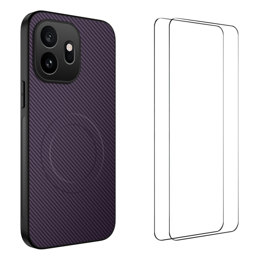 (Purple) Phone Cover For Oneplus 15T 5G Tq1 Series Magnetic Case Carbon Fiber Texture Pc Tpu Phone Cover With Purple 6914295849340