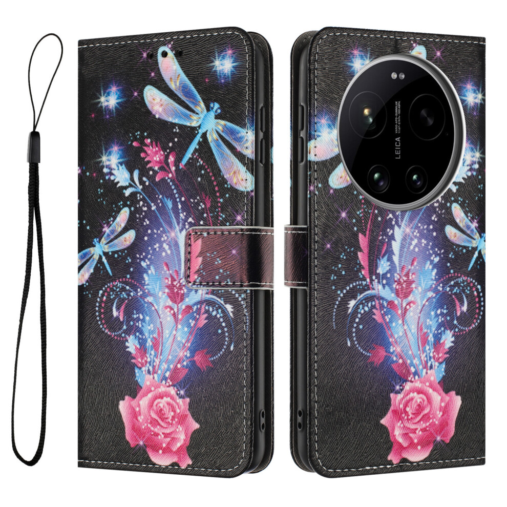 (Dragonfly) Phone Cover For Xiaomi 17 Ultra 5G Wallet Case Pattern Printing Pu Leather Phone Cover With Lanyard 6914299759997