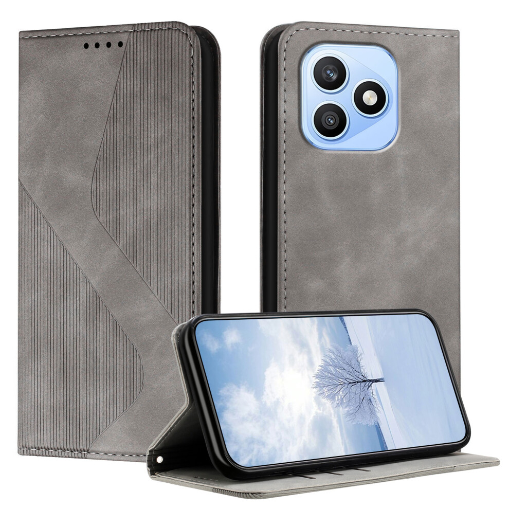 (Grey) Phone Cover For Honor X8d 4G Phone Cover Skin-Touch Feel Leather Wallet Case With Stand Grey 6914295216494